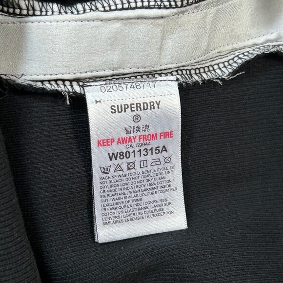 Superdry Ribbed Black Tank Dress Bodycon Racer Stripe Y2K Size 10 - Picture 7 of 8